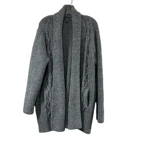 Barefoot Dreams CozyChic Cabin Cable Cardigan Sweater Open Front Size Large